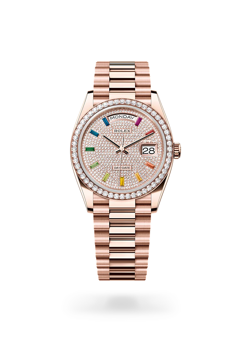 Rolex 36 mm, Everose gold and diamonds, Oyster M128345RBR-0042