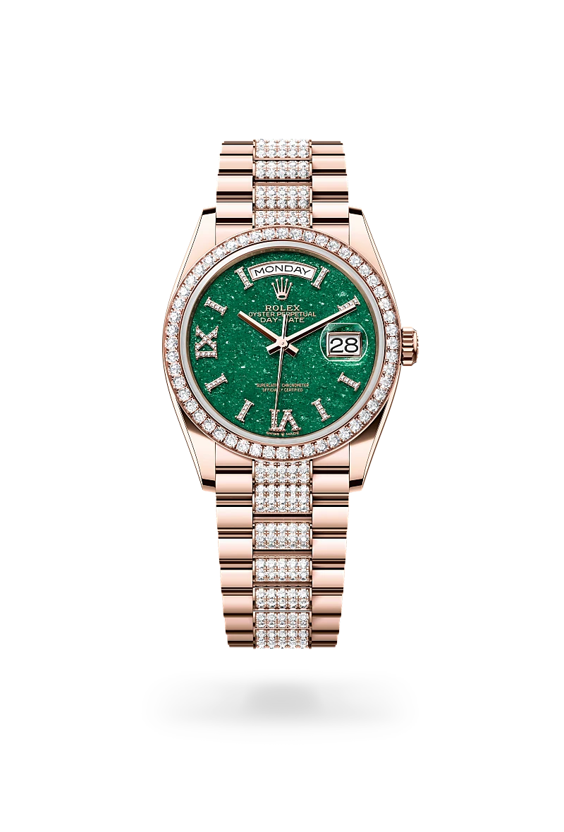 Rolex 36 mm, Everose gold and diamonds, Oyster M128345RBR-0069