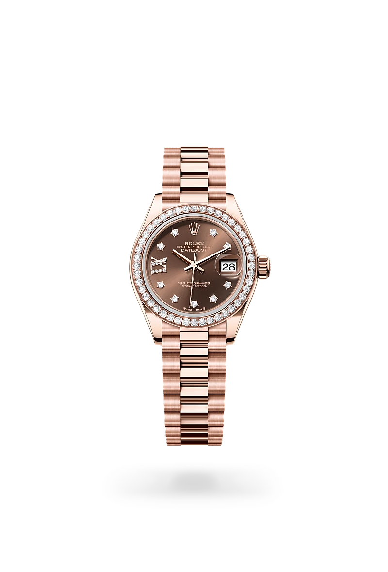 Rolex 28 mm, Everose gold and diamonds, Oyster M279135RBR-0001